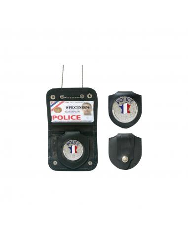 PORTE CARTES AVEC CHAINE ET MEDAILLE POLICE