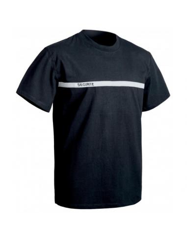 TEE SHIRT NOIR SECU-ONE SECURITE BANDE GRISE