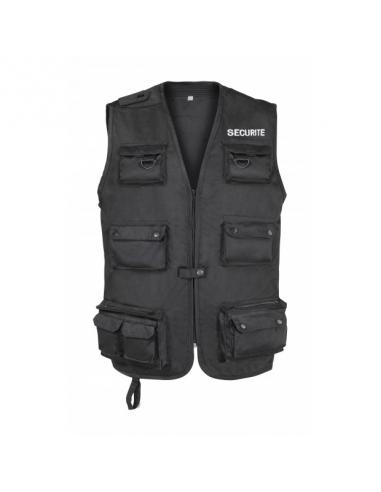 GILET SECURITE NOIR MULTIPOCHES