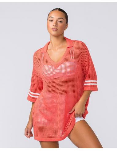 T-SHIRT OVERSIZE TRICOT CORAIL